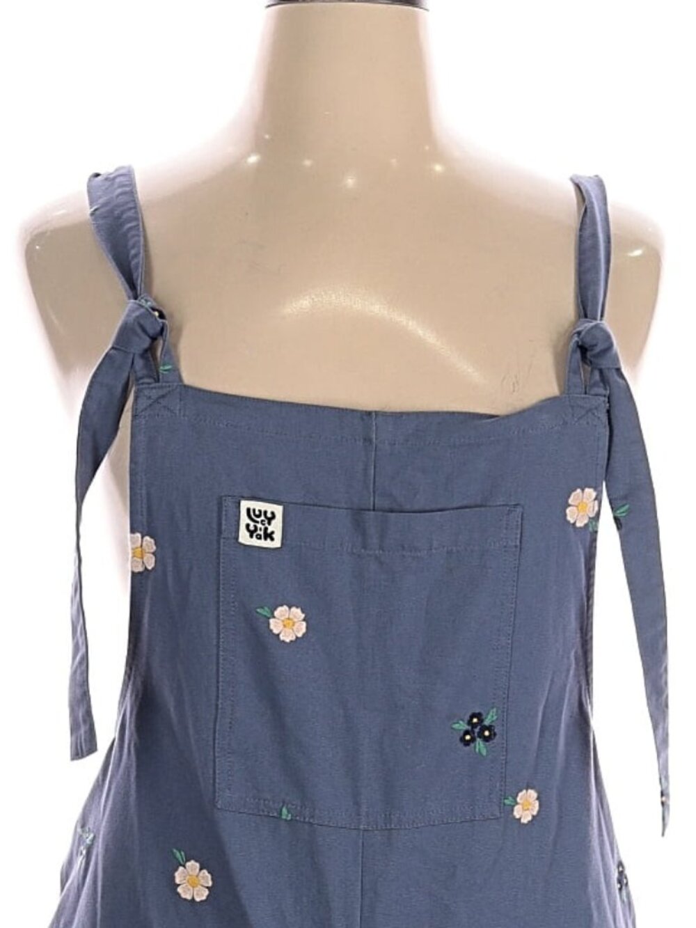 Lucy & Yak Original Dungarees Blue Embroidered Floral Print UK 14 / US 10 EUC